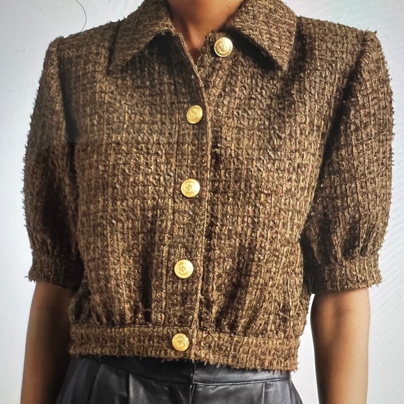 L’agence elbow sleeve crop tweed jacket - Picture 1 of 9